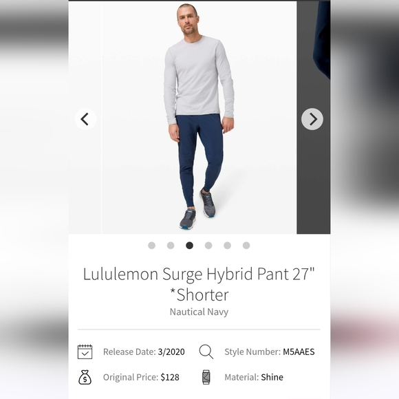 Lululemon Surge Hybrid Pant 27" Sz S Navy - Picture 1 of 10